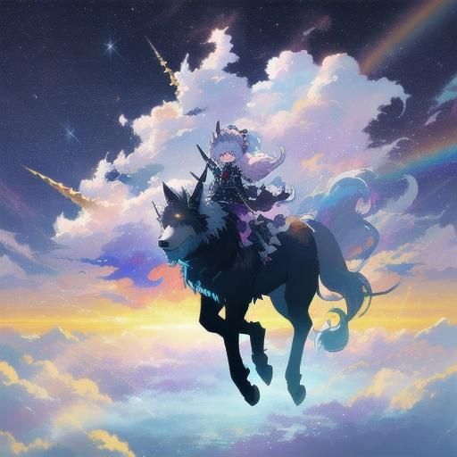 Anime Style Uniwolf: Unicorn Wolf Hybrid