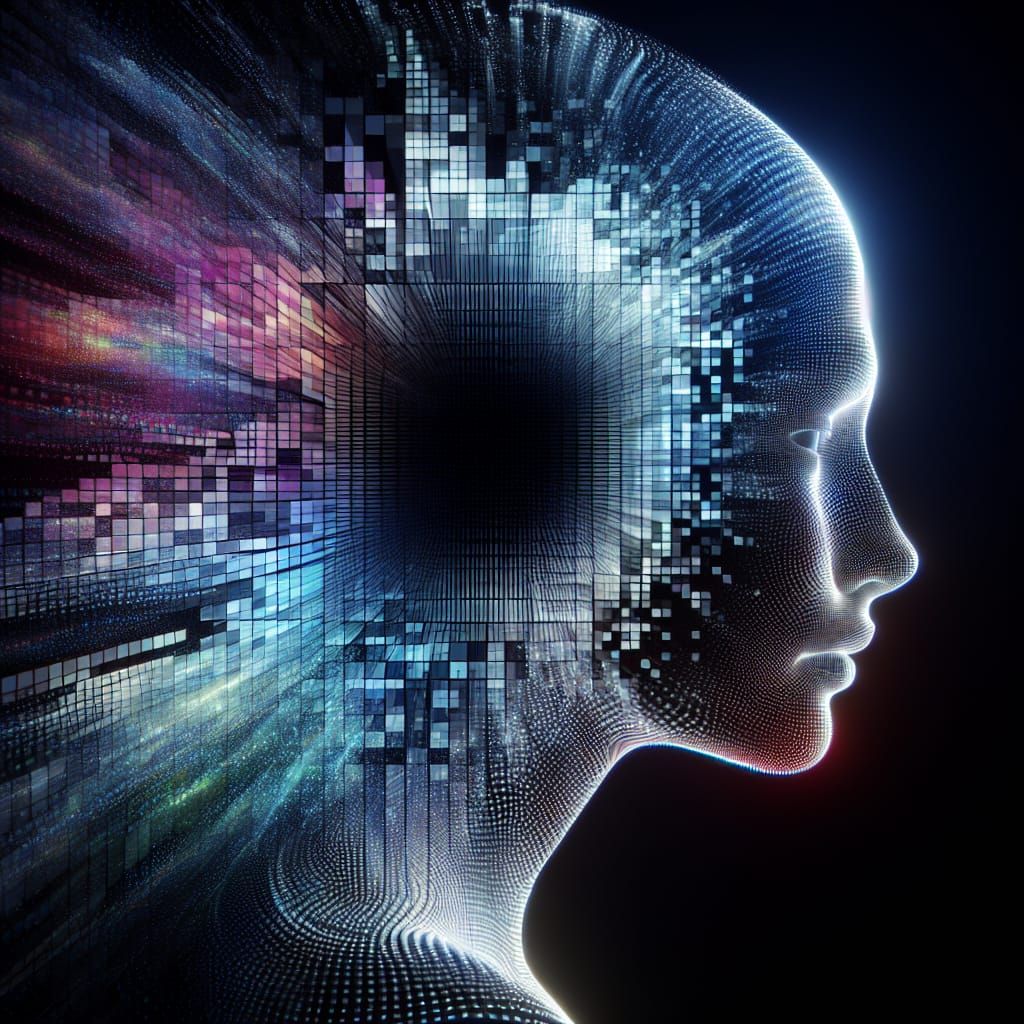 Hyperdimensional Female Silhouette with Holographic Fractal ...