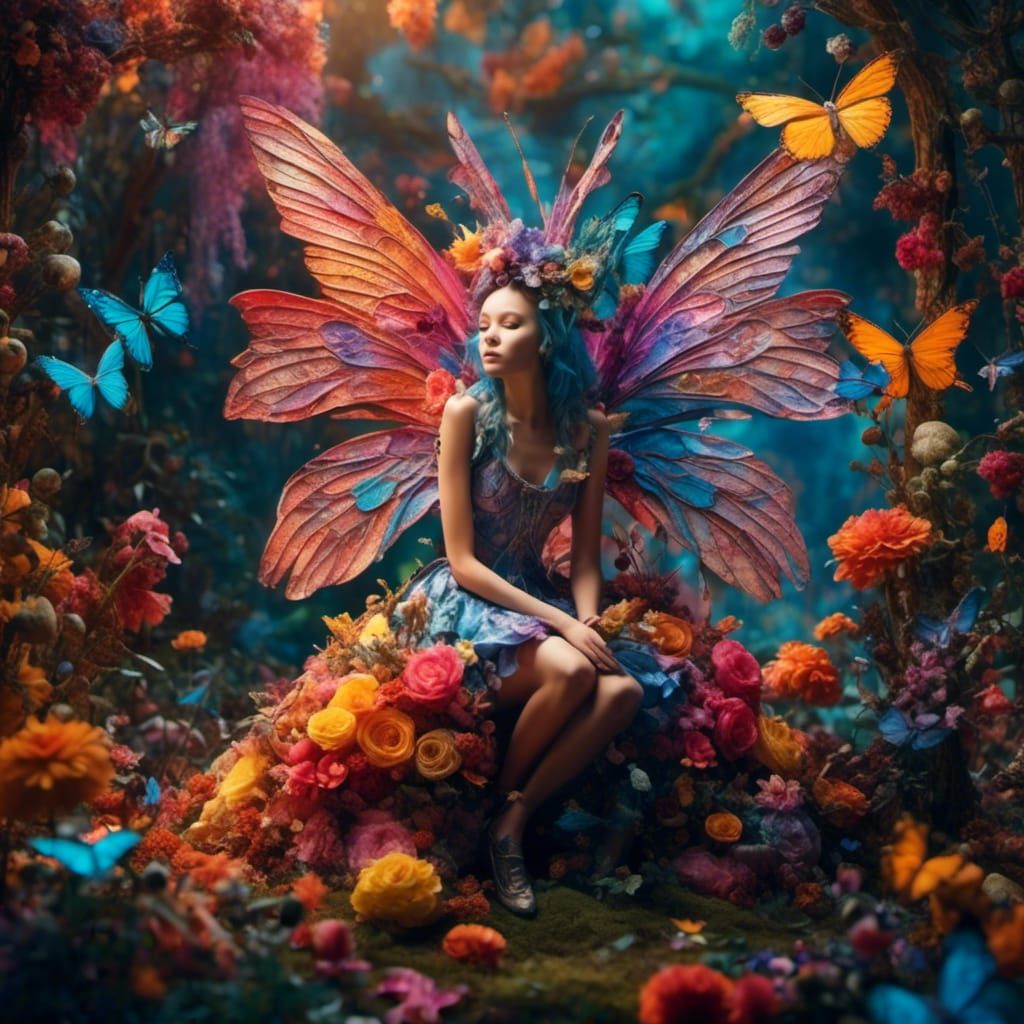 Enchanting Nymph in Hyperreal Fairy Wonderland