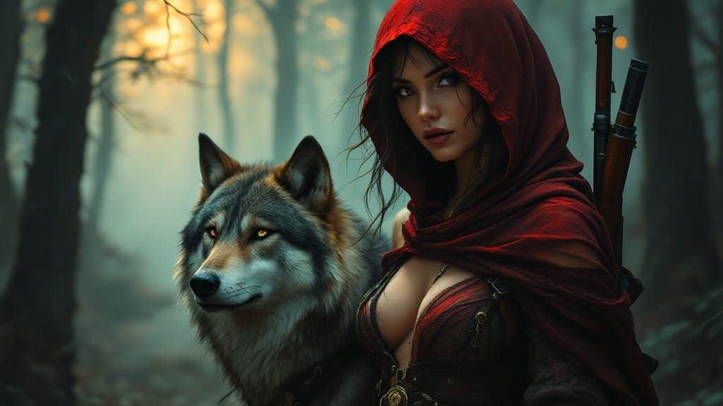 A Confident Huntress Embarks on a Moody Dawn Expedition