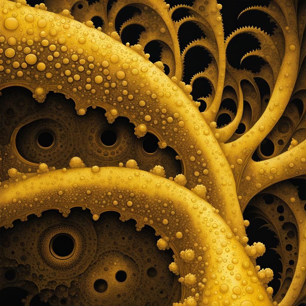 Monochromatic Yellow Fractal in Pointillism Style
