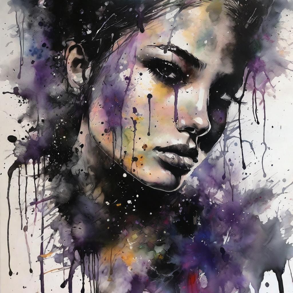 Ink Splatter Portrait in Graffiti Art Style