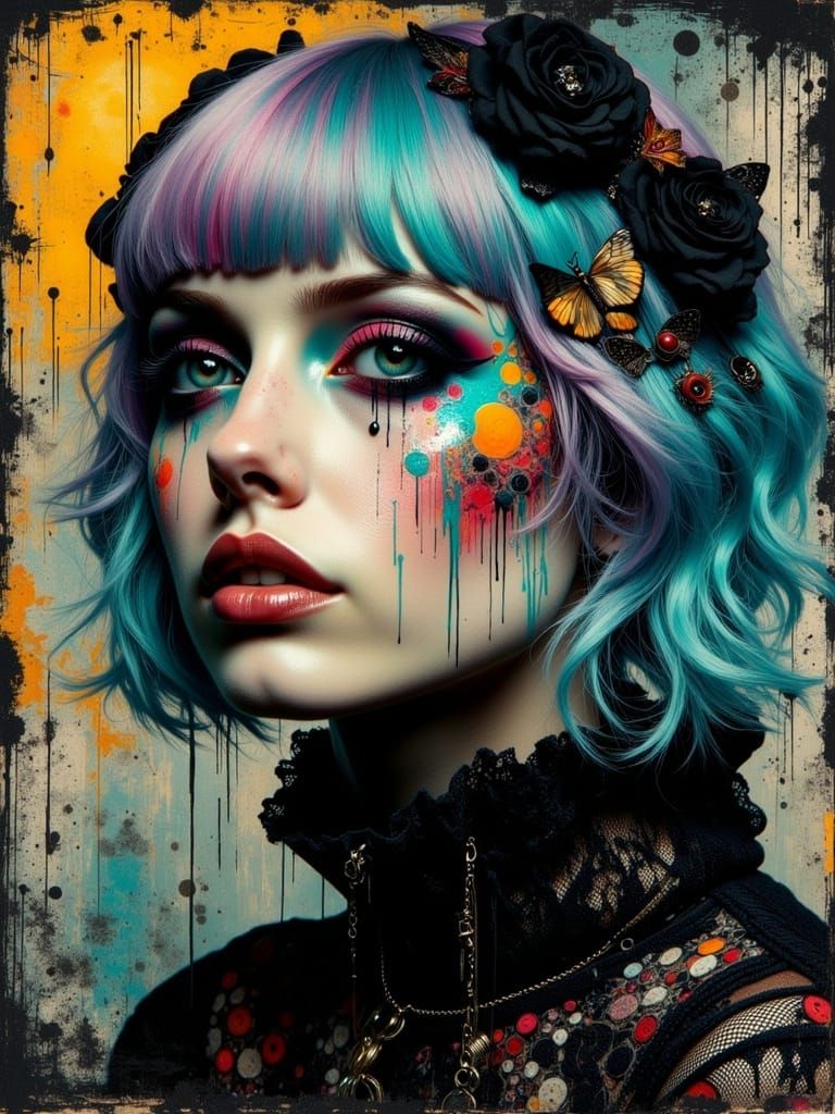 Gothic Abstract Portrait of a Melancholic Woman