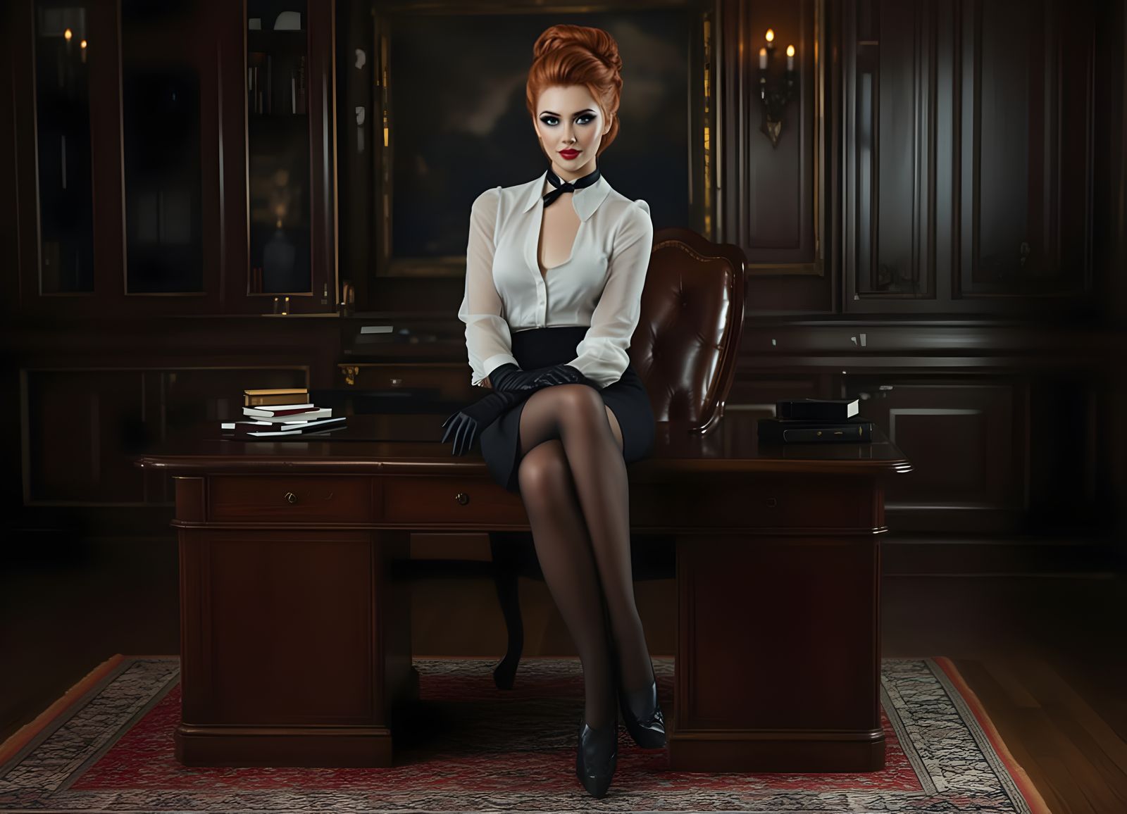 Photorealistic Woman Posed Organically at Desk