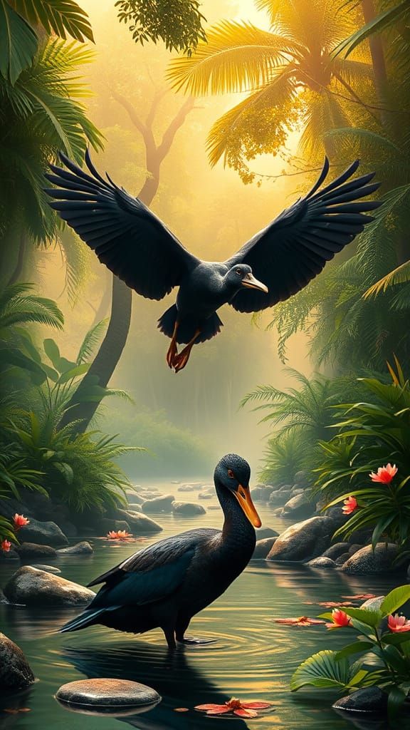 Majestic Black Ibis in Egyptian Jungle Paradise