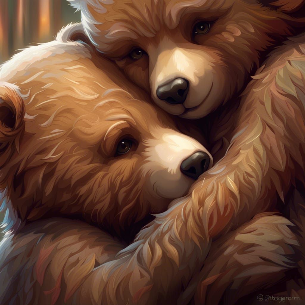 Giant Teddy Bears Share a Loving Embrace