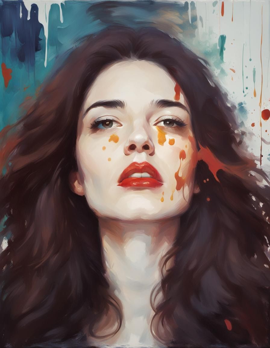 Defiant Woman Portrait in Impressionist Impasto Style