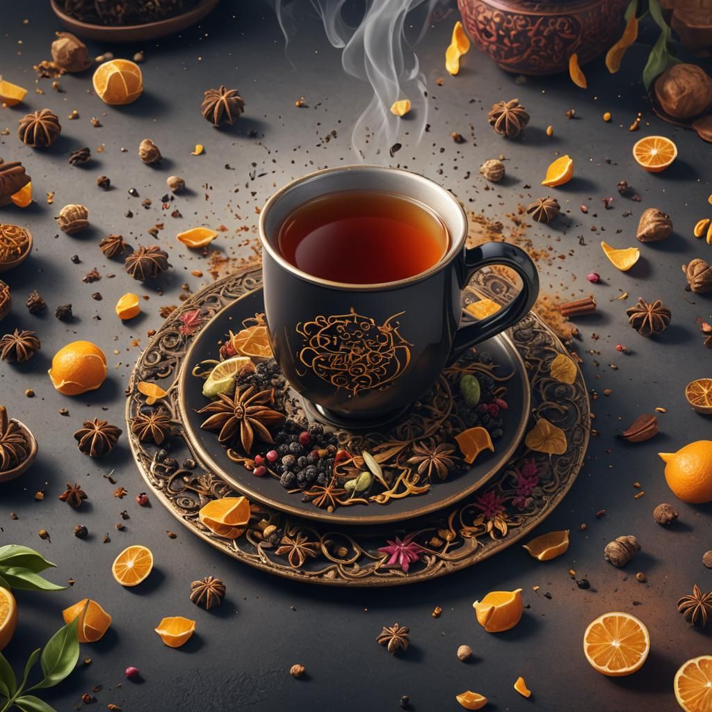 Immunity Tea Still Life: Matte Painting in 8K