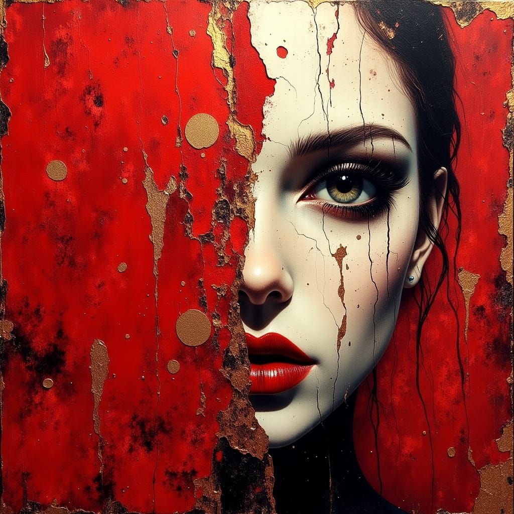 Morbid Divine Oil Masterpiece with Metallic Gold Leaf