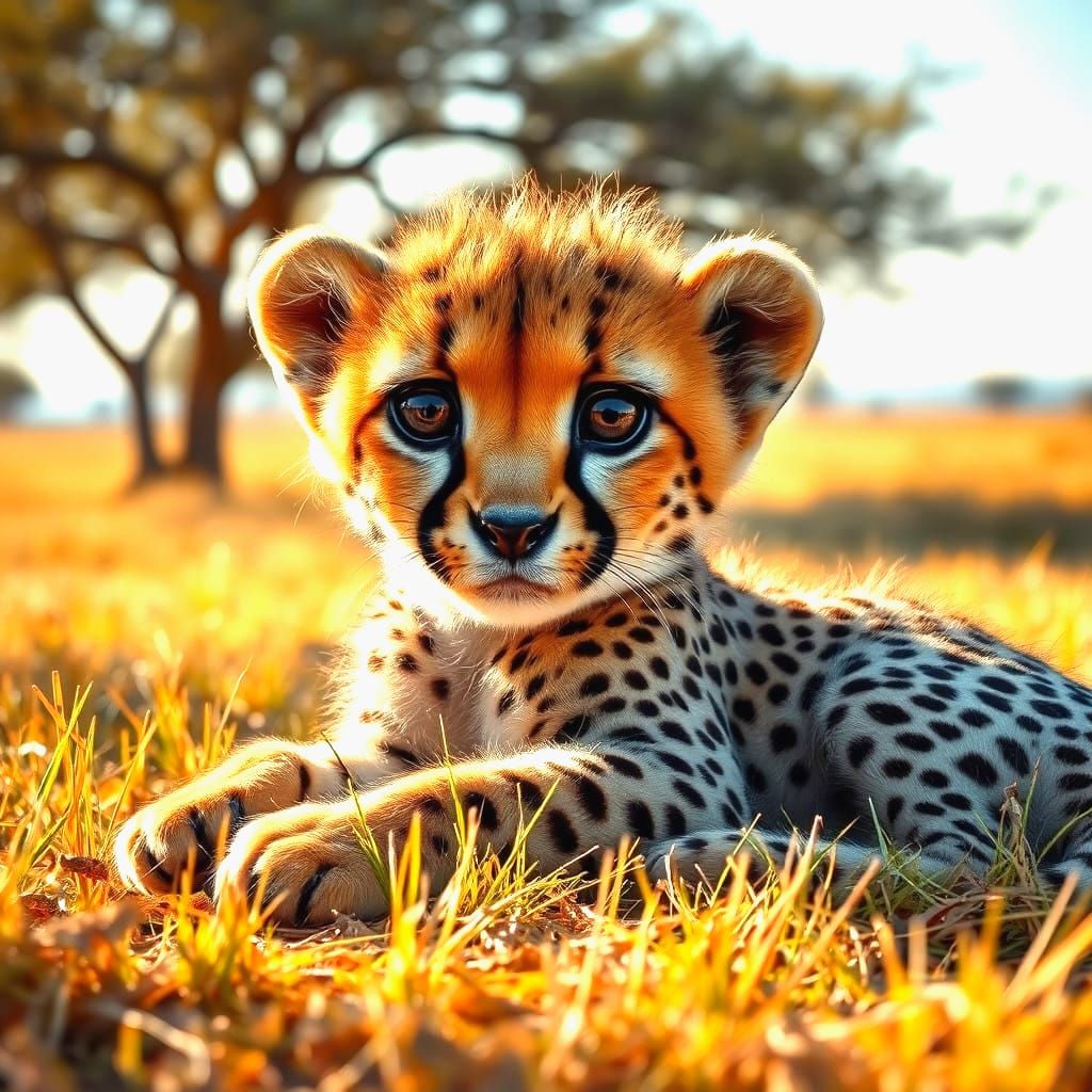 Cute Baby Cheetah Realistic Portrait