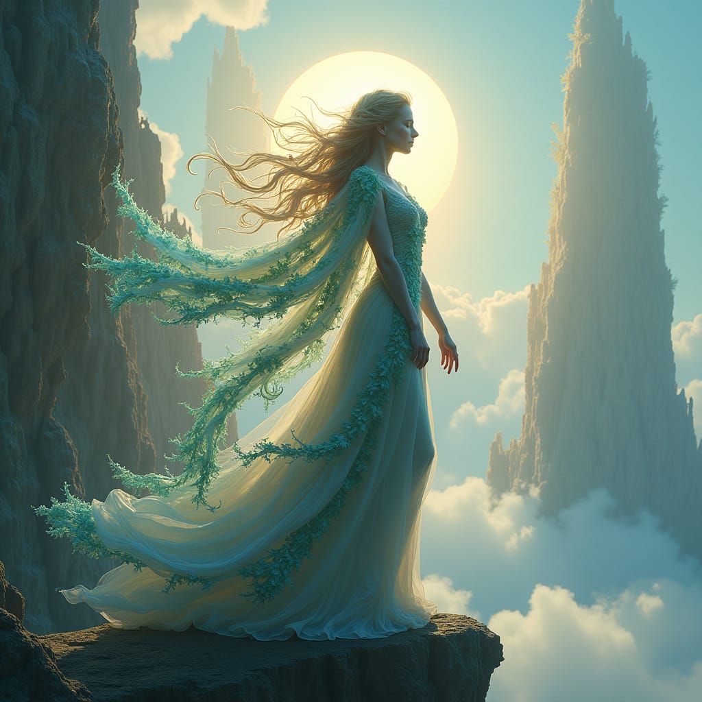 Goddess Overlooking Mystical Realm, Matte Painting