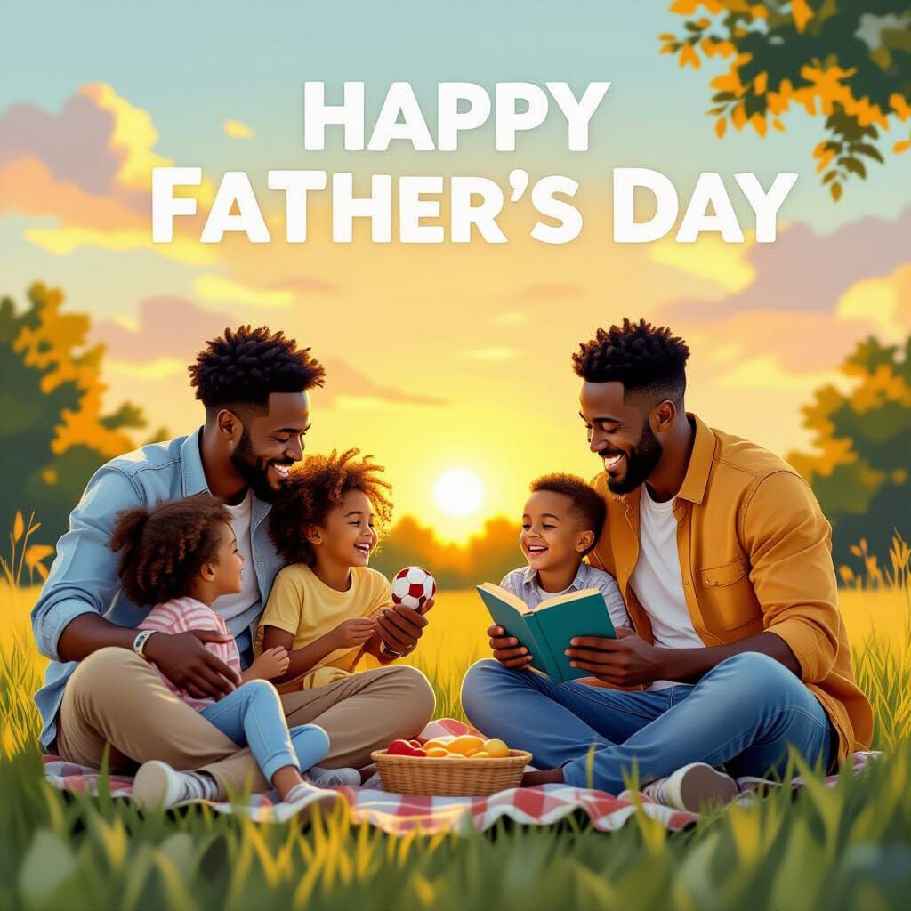 Heartwarming Father's Day Scene with Diverse Families