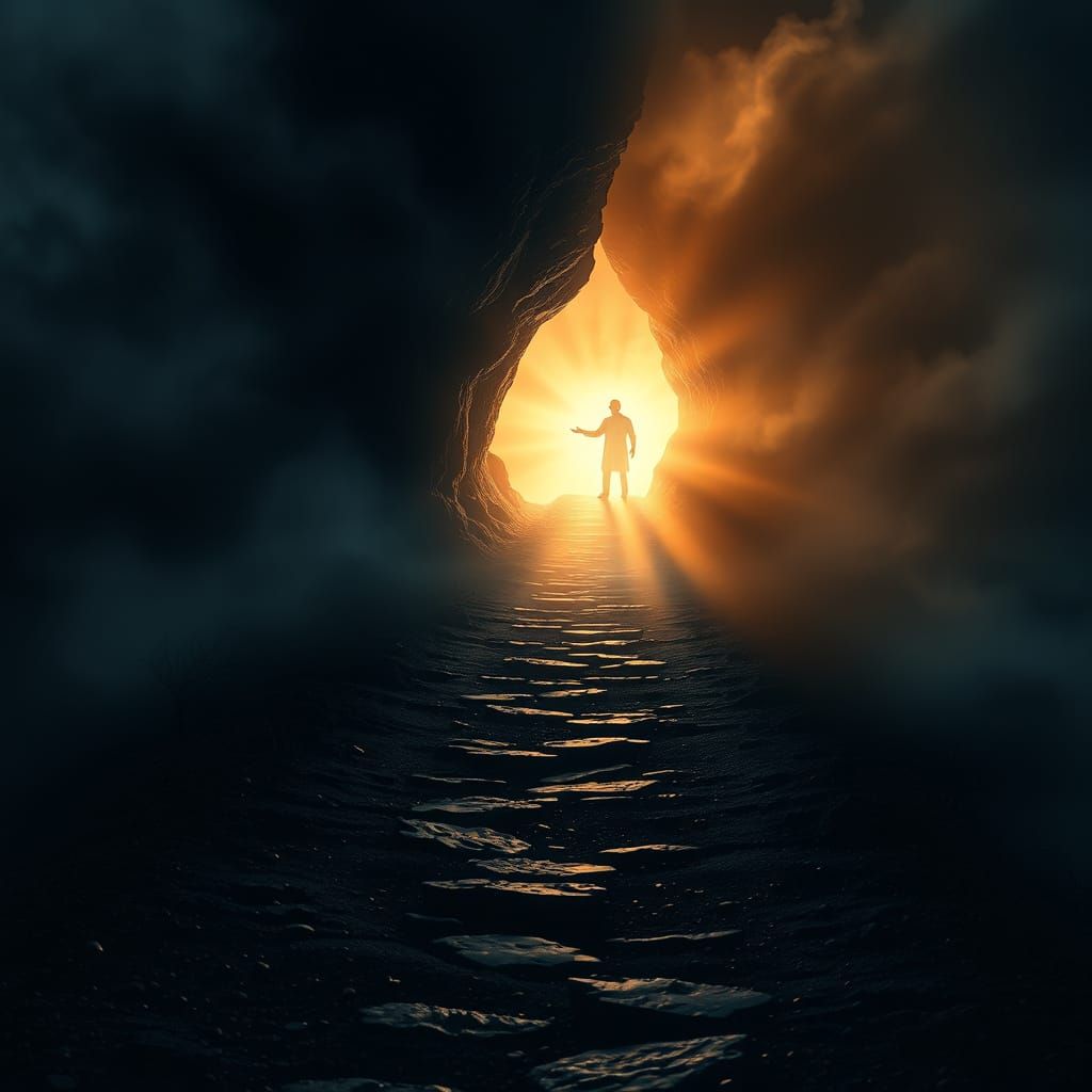 The path from Darkness to the Light - same prompt - slightly changed the wording