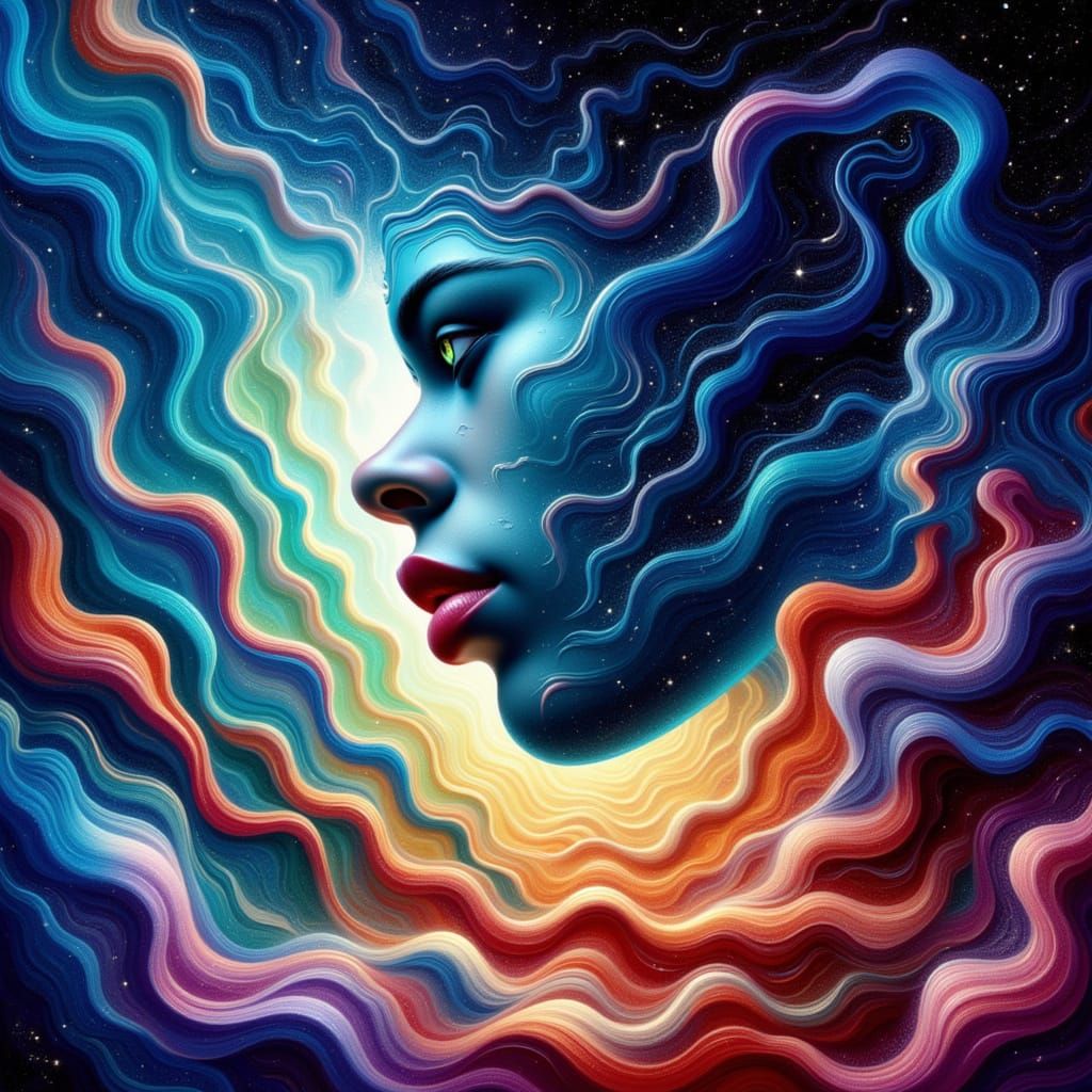 Abstract Humanoid Form in Iridescent Light Dance