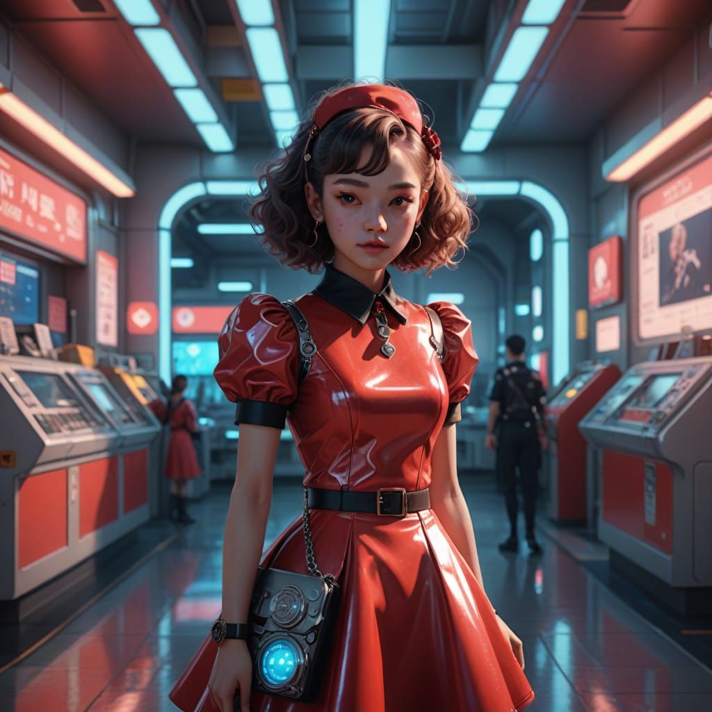Retro-Futuristic Girl in Space Post Office