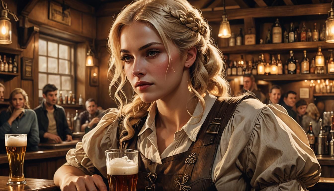 German Brewhouse Girl in Tavern, Vargas Style