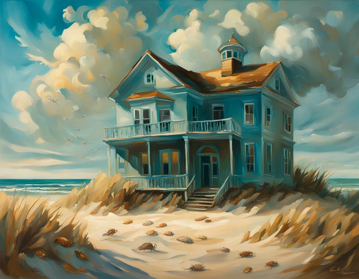 Beach House in Baroque Chiaroscuro Style