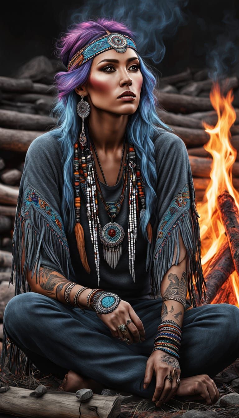 Native Warrior Goddess in Boho Splendor