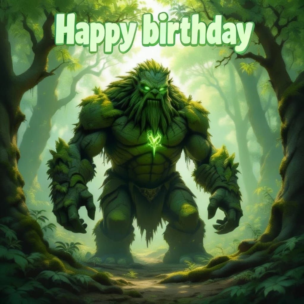 Mossy Stone Golem Awakens in Sunlit Forest Clearing