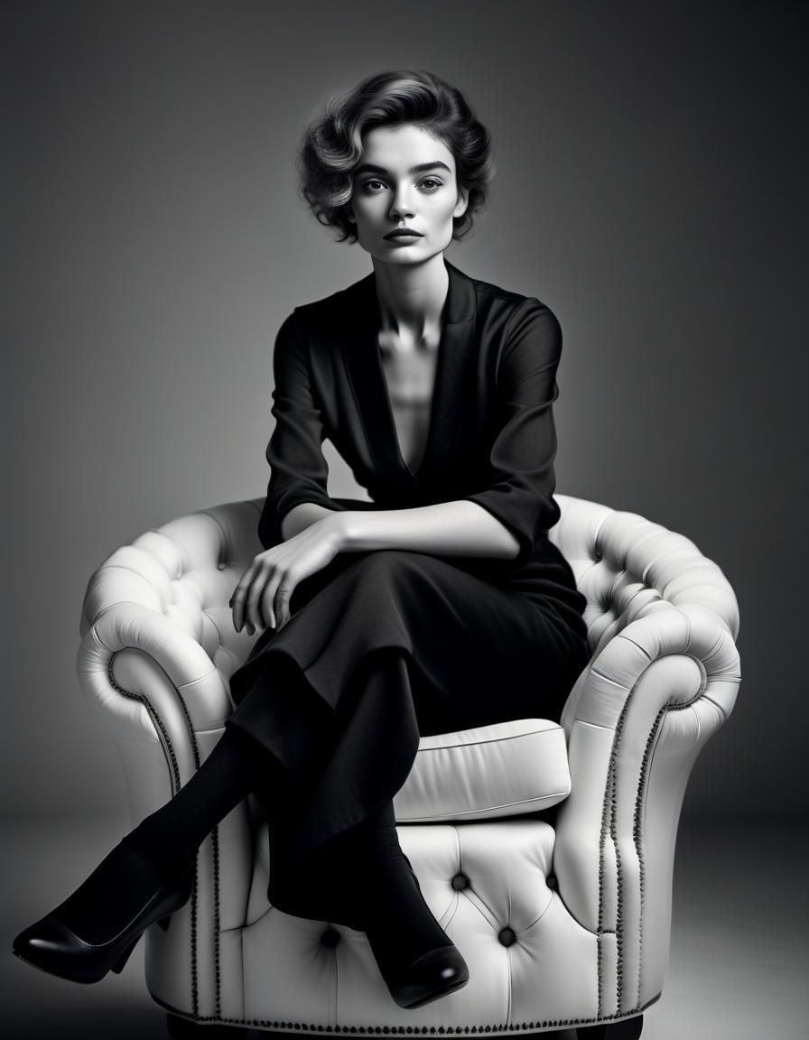 Elegant Woman in Black and White Portrait