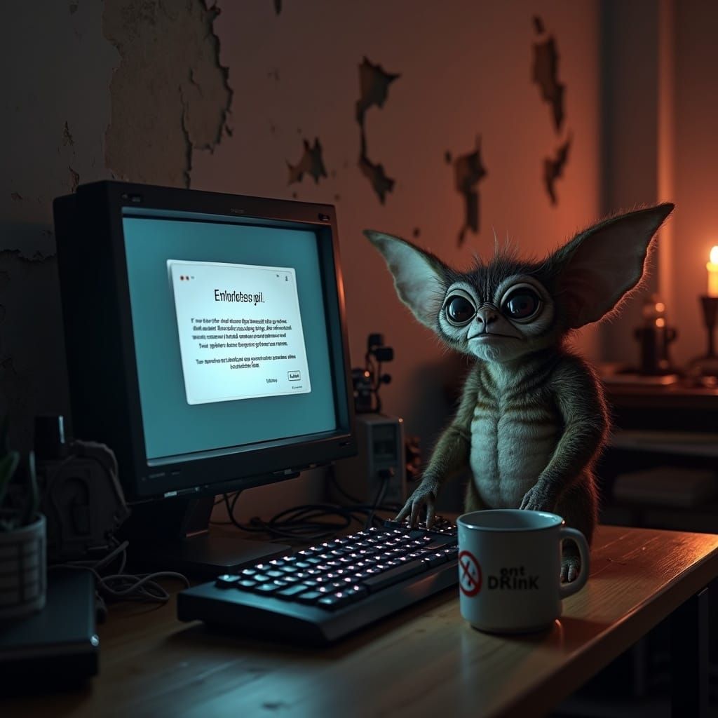 Gremlin Mischief in Pop Art Style Office