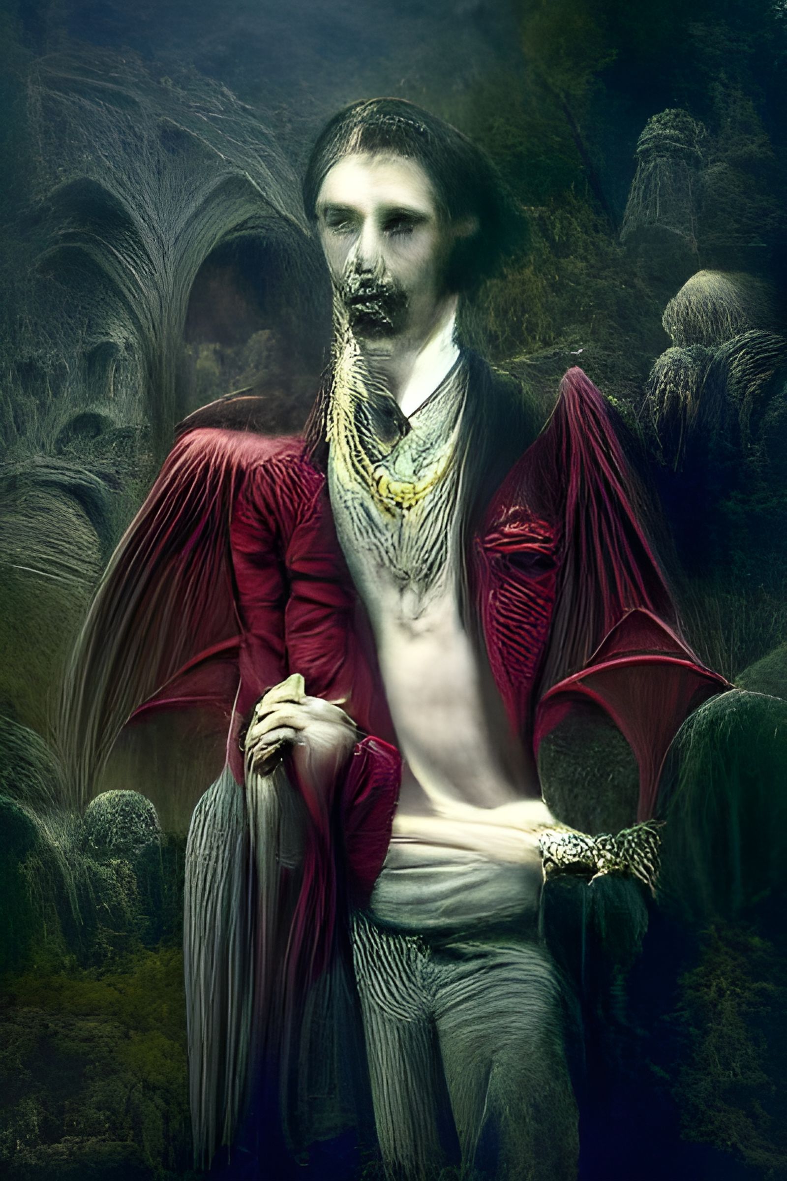 Vampire Lord Portrait in Gothic Setting