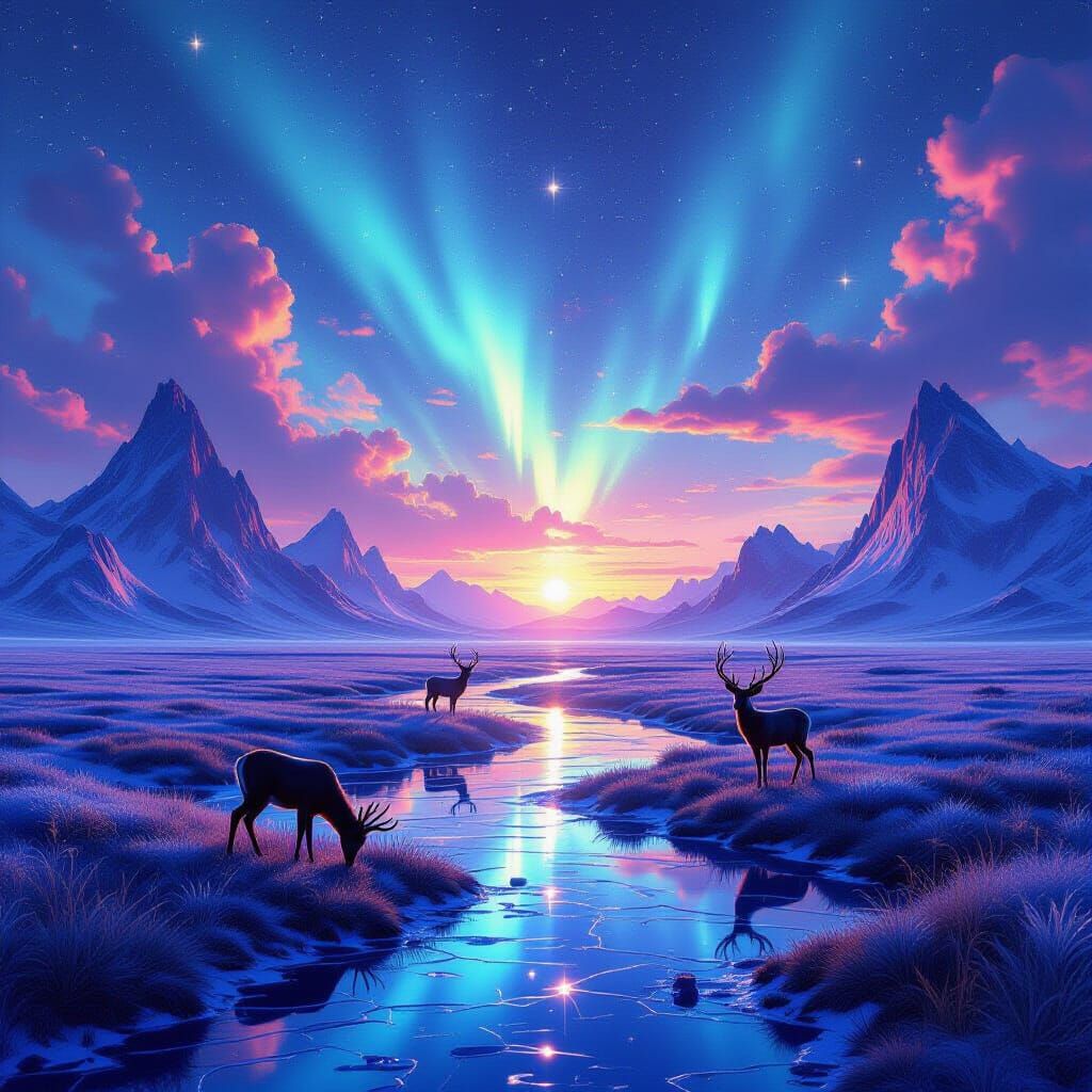 Surreal Fantasy Plains with Silver Streams