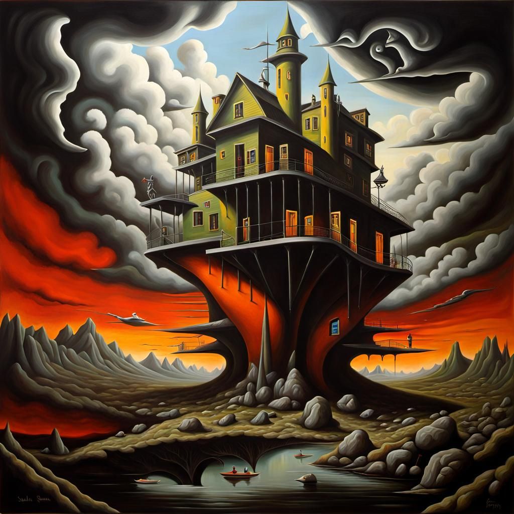 Surreal Matte Oil Painting: Vibrant Dreamscape