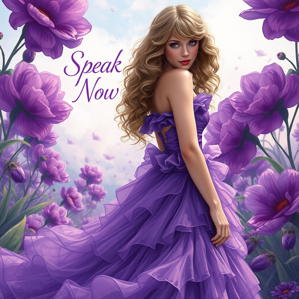 Whimsical Fantasy Portrait of Taylor Swift in Lavish Purple...