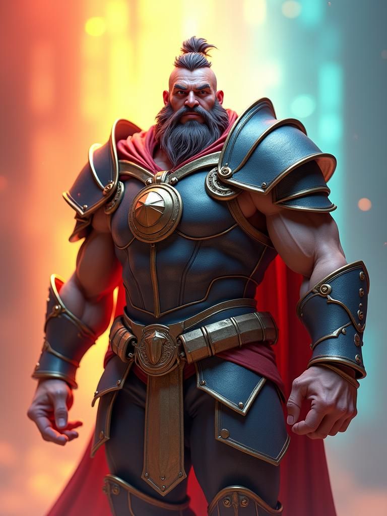 Heroic Medieval Champion in Vibrant 3D Style