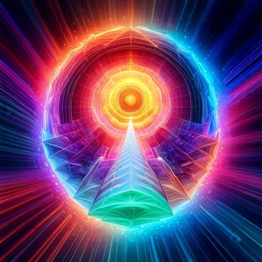 Neon Sacred Geometry: A Fractal Glass of Water