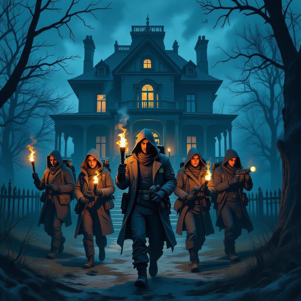 Ghost Hunters Explore Eerie Mansion with Torches