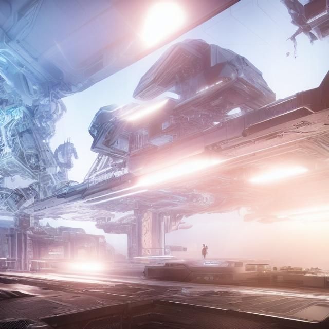 Cyborgs in Starbase-0 Launch Control: 3D Sci-Fi Art