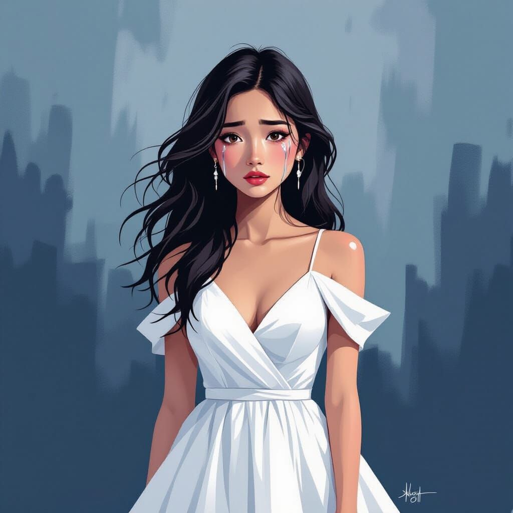 Filipino Girl in Tears: A Digital Painting