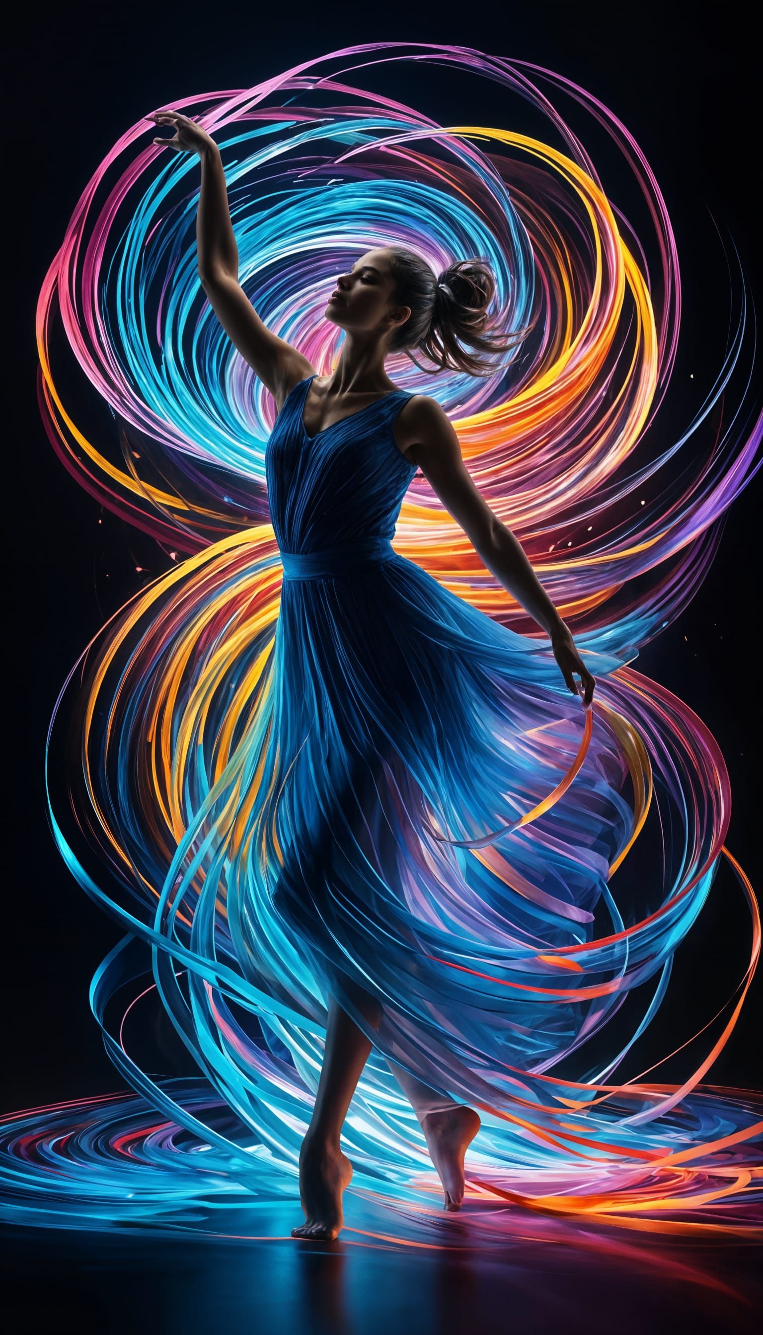 Dancer in Cascading Light: Digital Surrealism