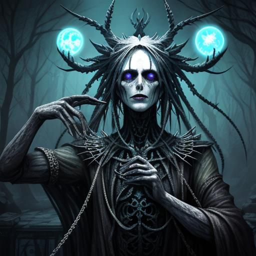 Neurographic Horror: Pumpkin Witch in Abstract Art