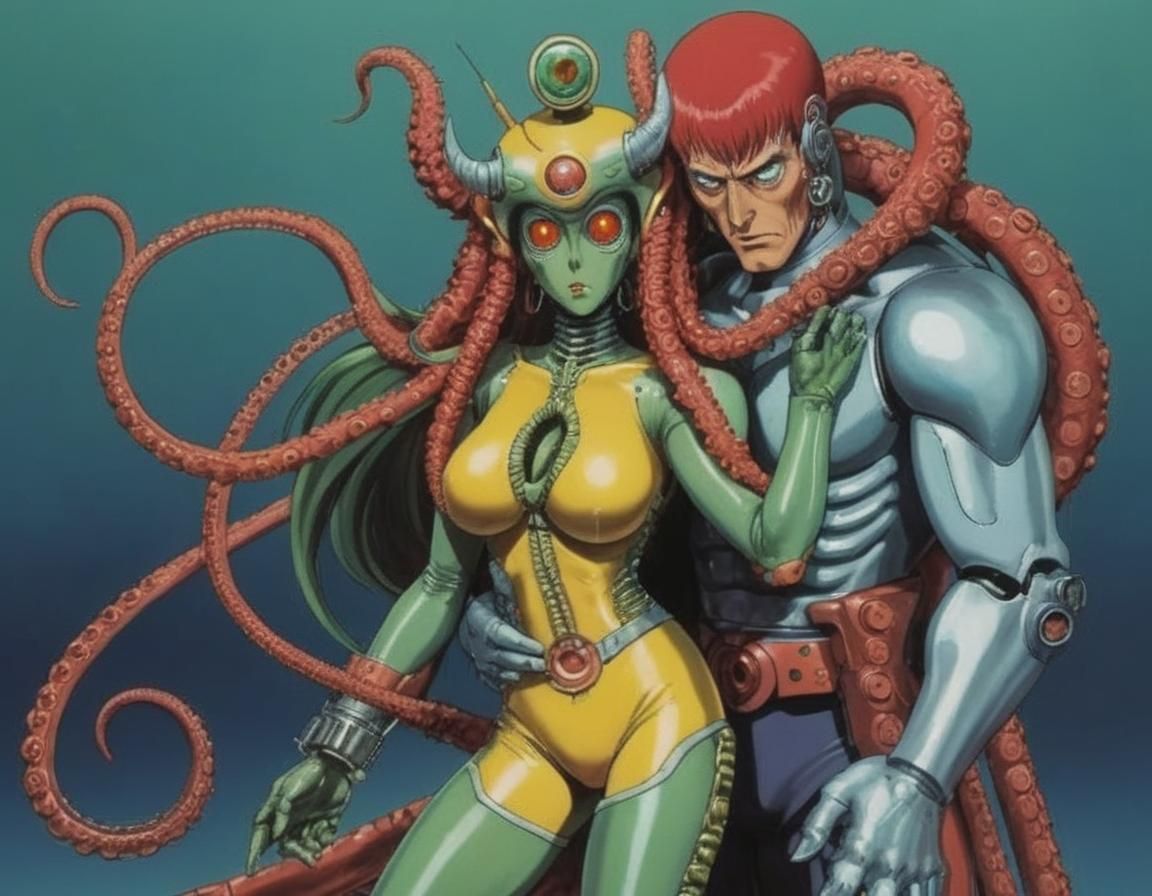 Retro Anime Scene: Cyborg and Alien Romance