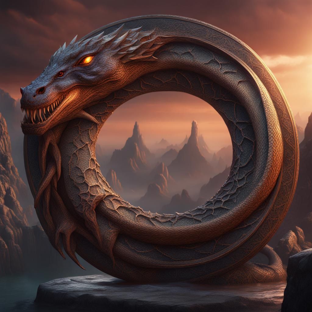 Ouroboros in Detailed Matte Painting Style