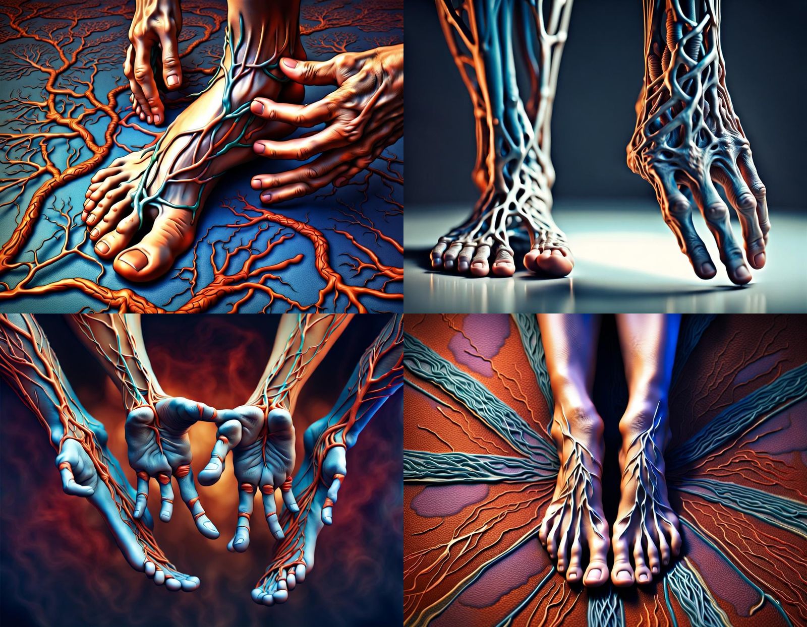 AI-Generated Foot with Hands for Toes