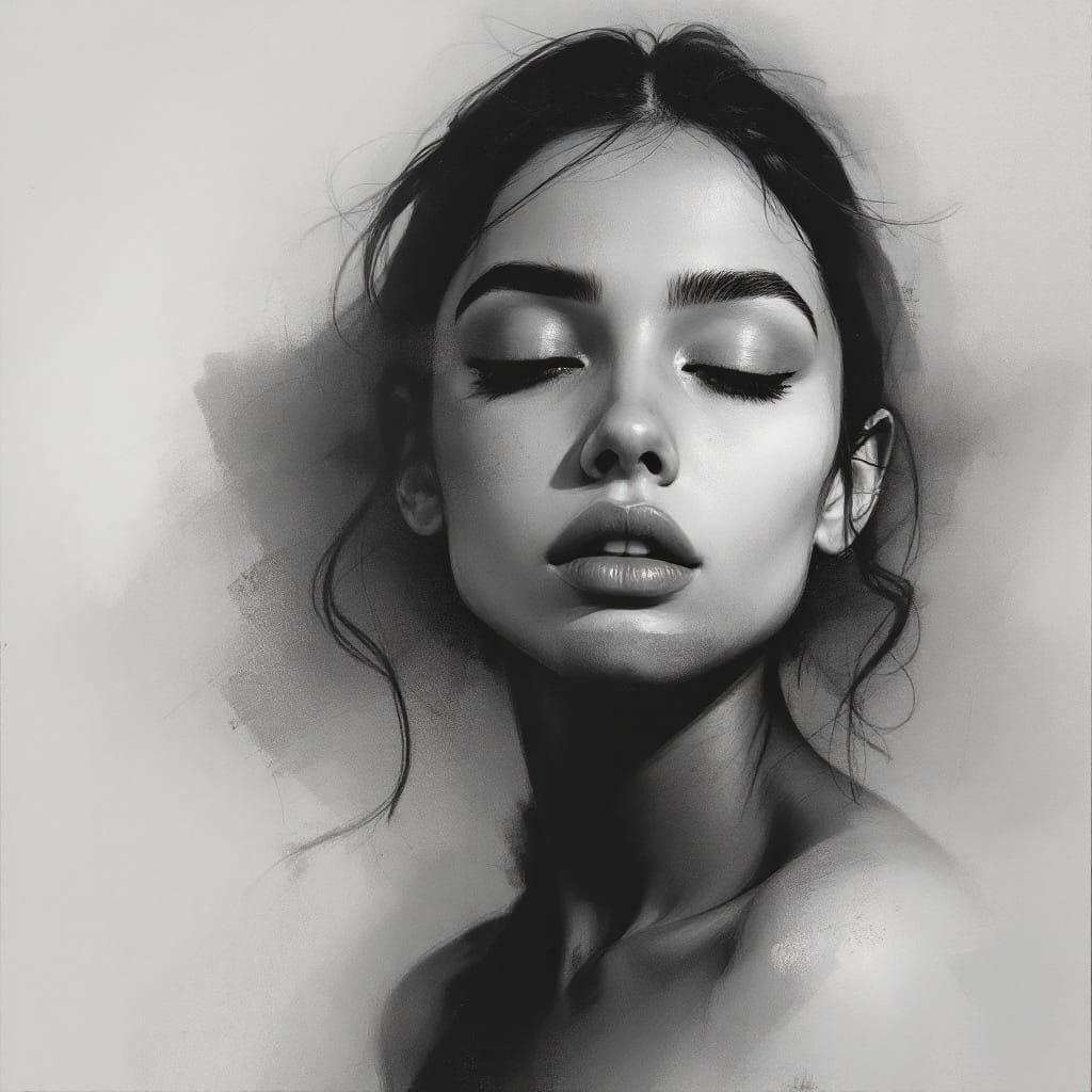 Monochrome Portrait in Film Noir Style