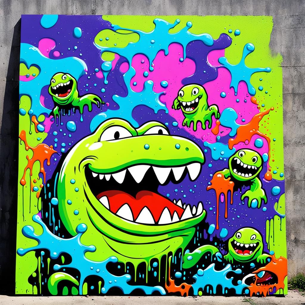 Slimer from Ghostbusters as Graffiti Art