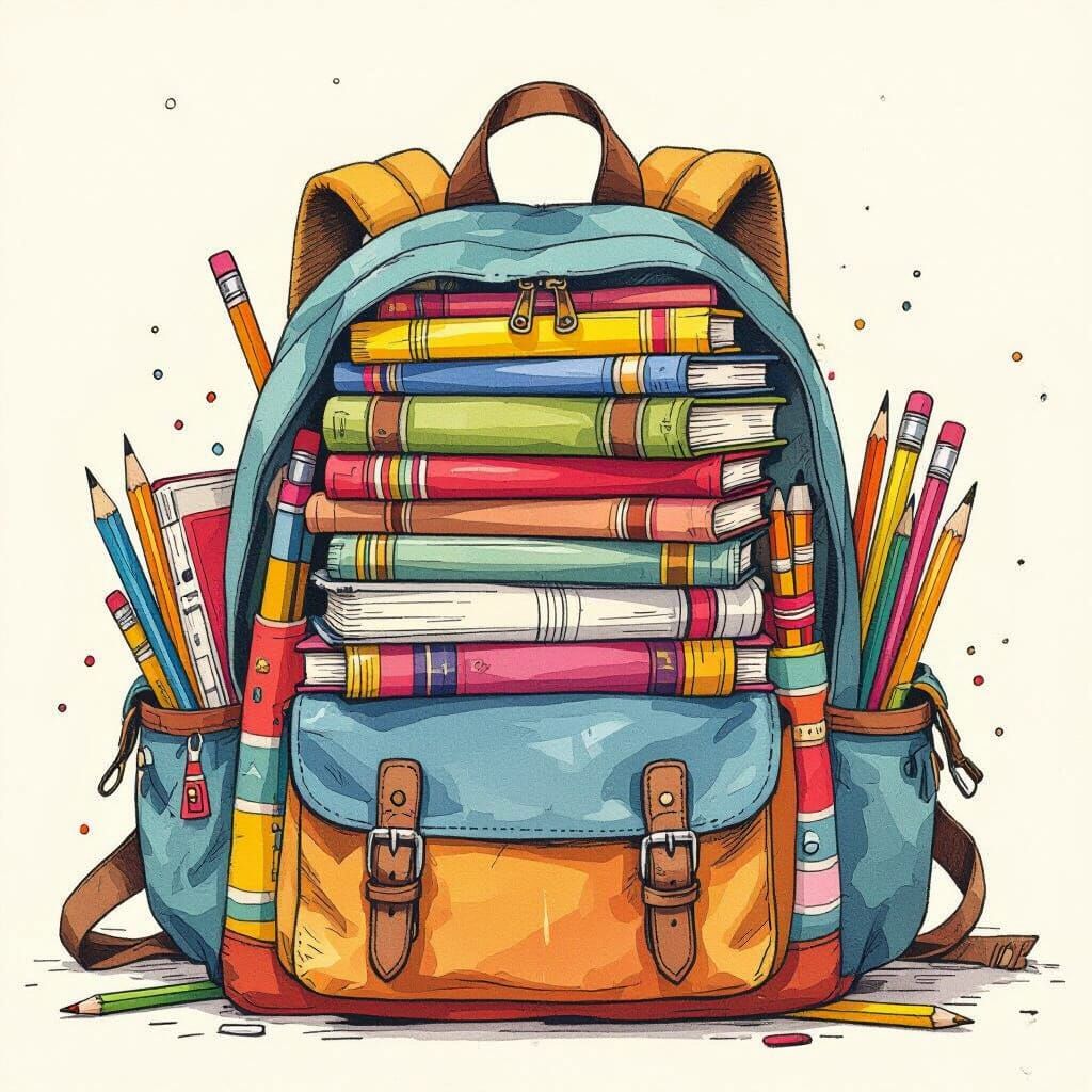 Charming Schoolbag Illustration Inspired by Classic Children...