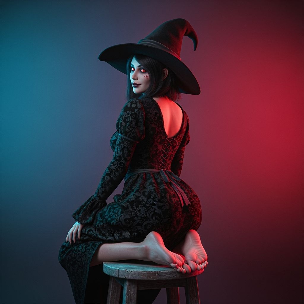 Captivating Witch Portrait in Hyperrealistic Style