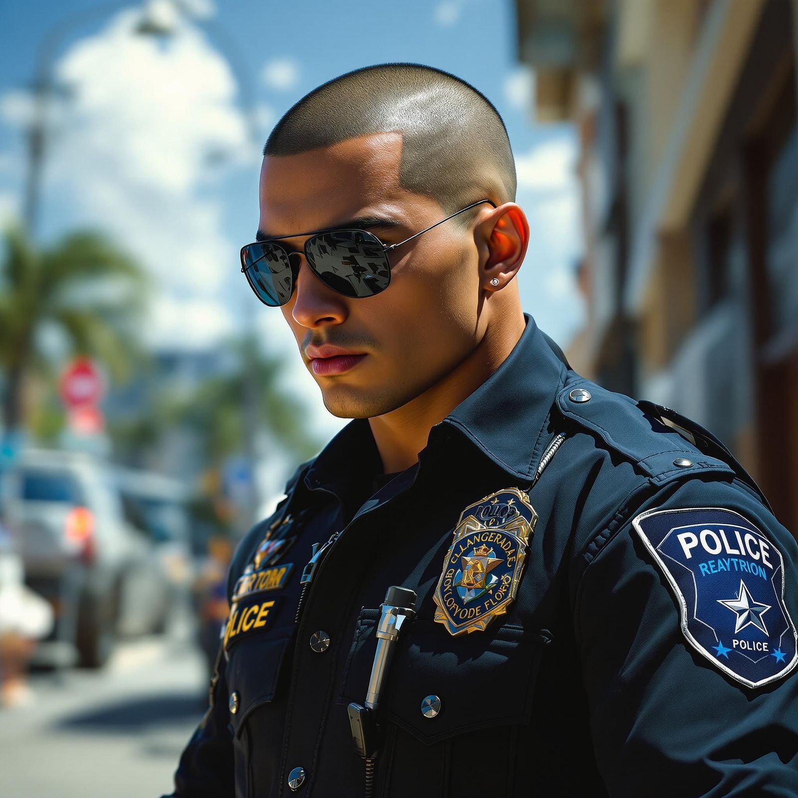 Hyperrealistic Asian Athlete as Comic Book Police Officer