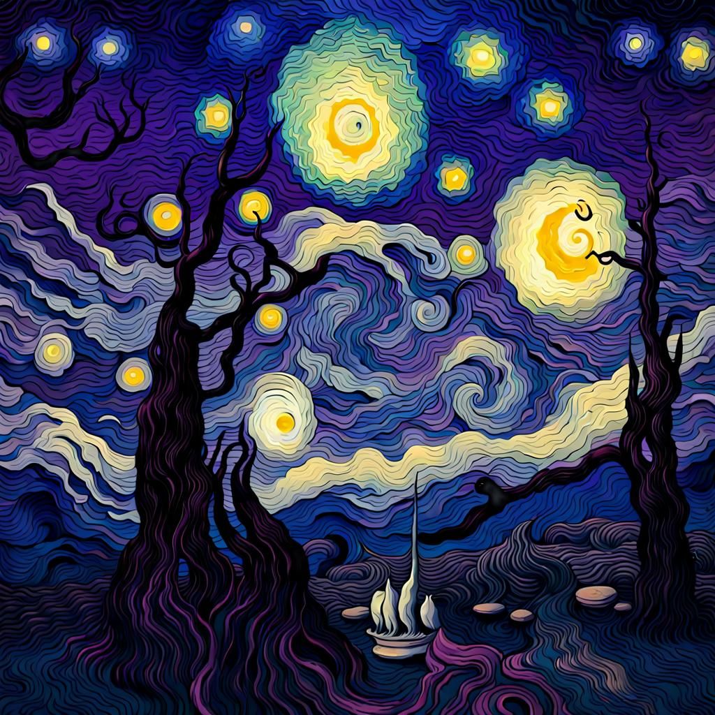 Starry Spring Night in Van Gogh Style
