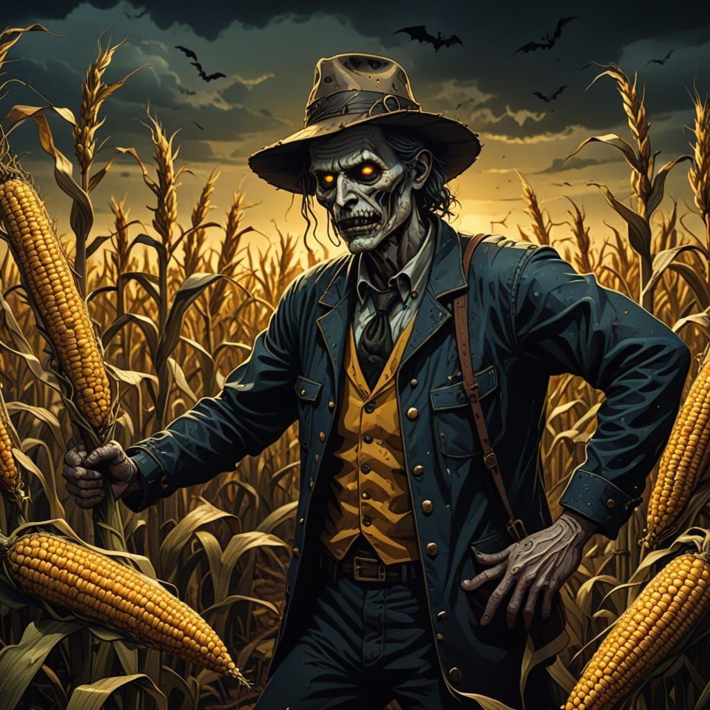 Eerie Harvest Festival Nightmare in Cartoon Horror Style