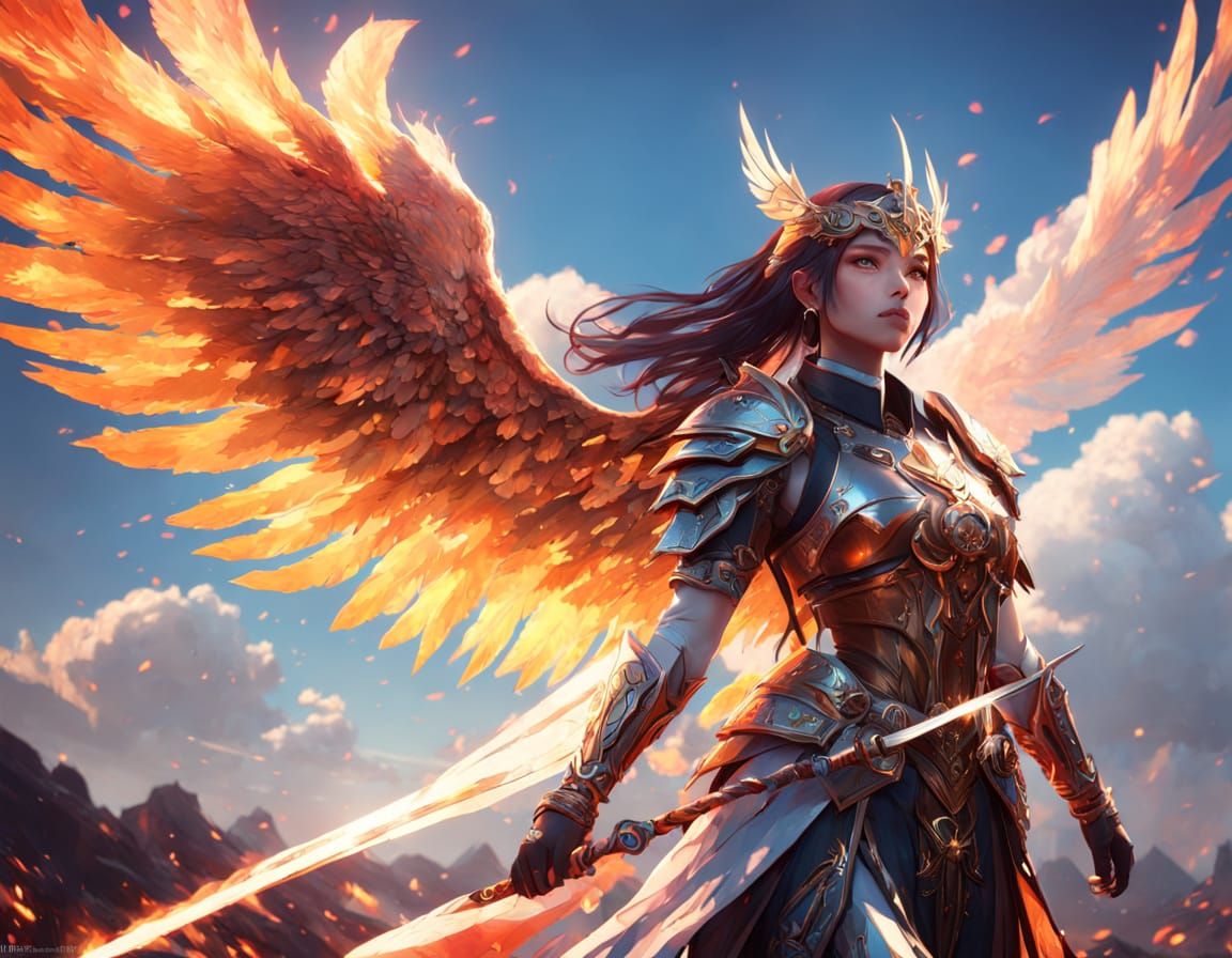 Epic Warrior Goddess in a Burning Wasteland