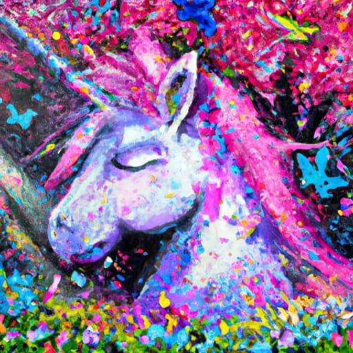 Glittering Unicorn in Meadow, Graffiti Art Style