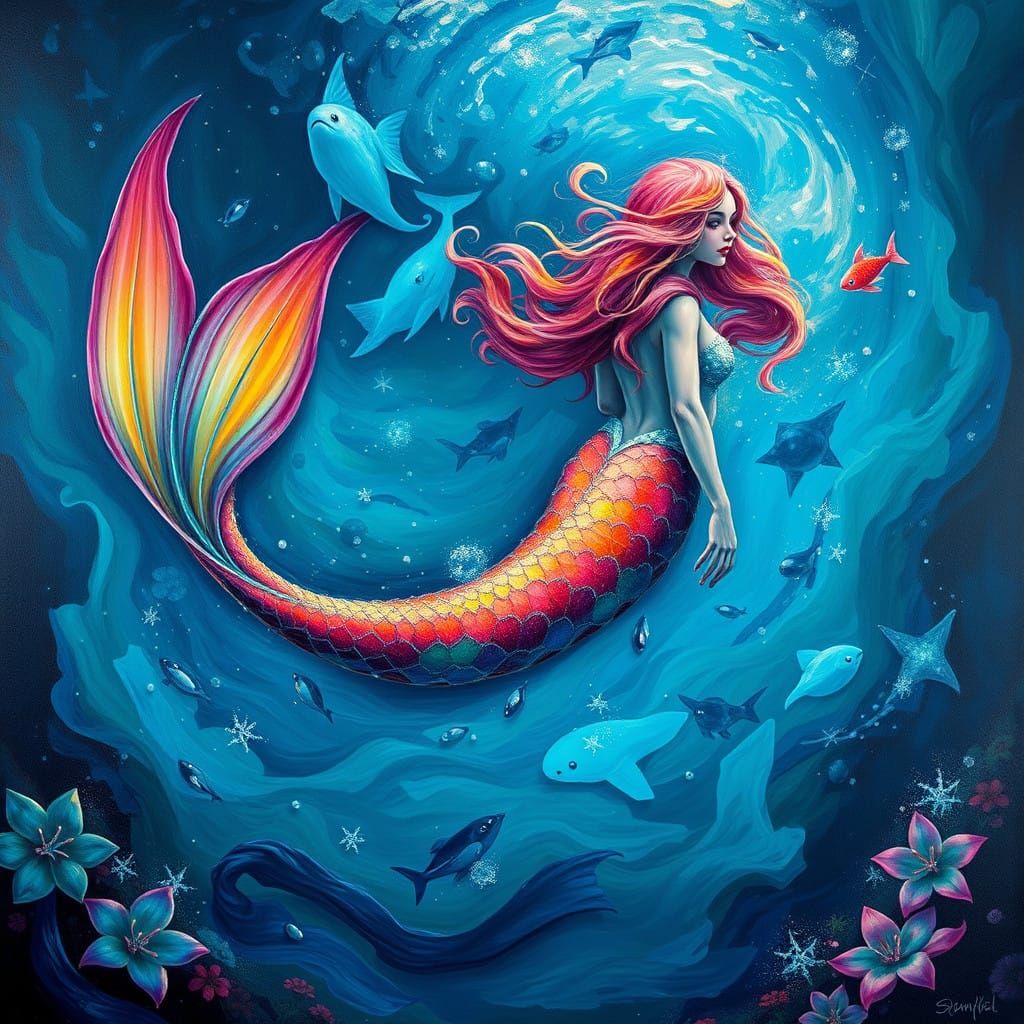 Mermaid of Majesty in Gothic Hyperrealism