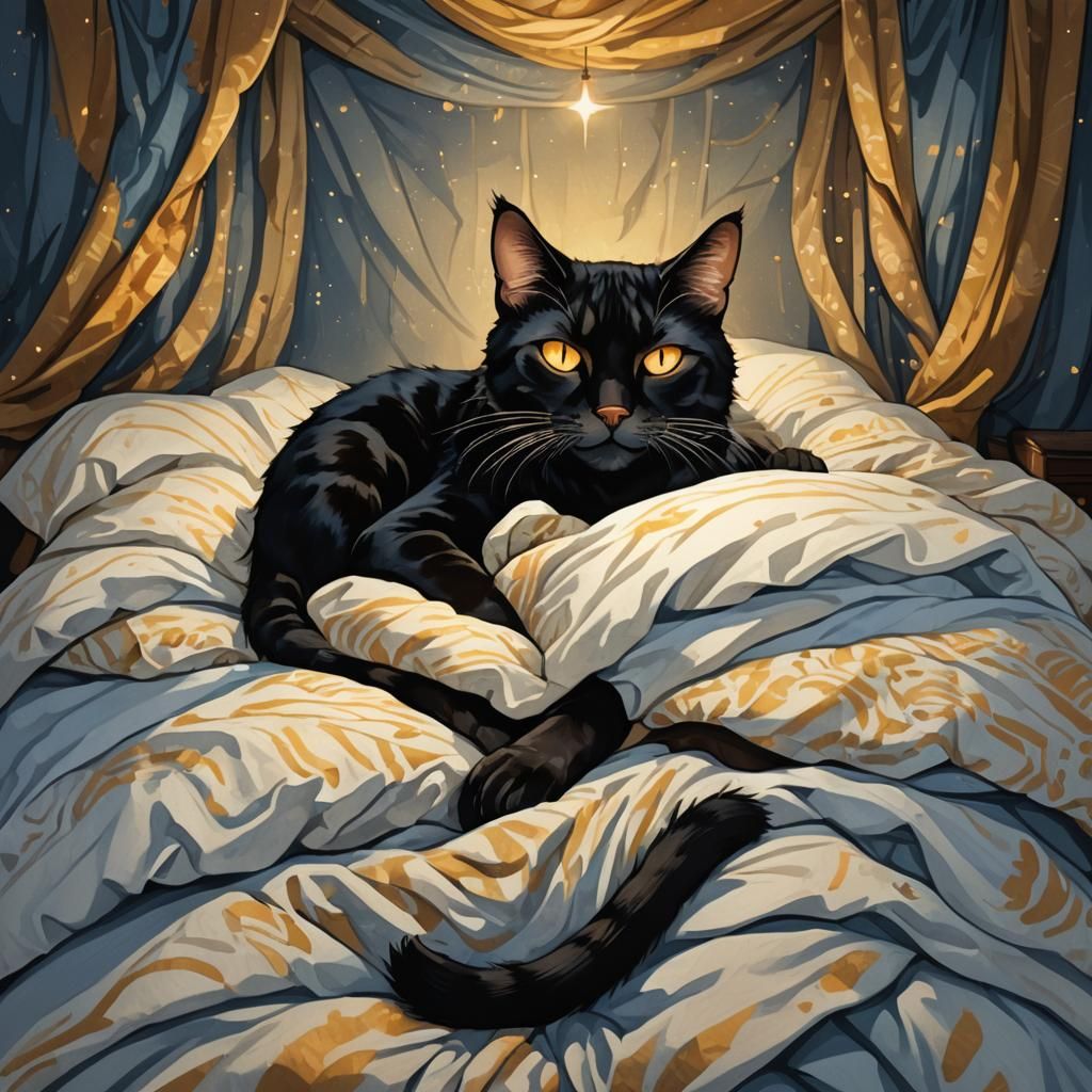 Fantasy Cat with Bat Ears in Surreal Style